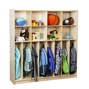 Contender 8 Section Coat Locker with Cubbies Storage Shelves, Wooden Montessori Backpack Organizer for Daycare,Preschool & Home [Greenguard Gold Certified]