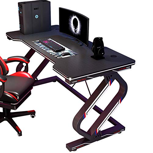 FEILA Gaming Desk 55inches PC Computer Desk, Home Office Desk Gaming Table Curved Shaped Gamer Workstation with Cup Holder and Headphone Hook, High-end Enjoyment