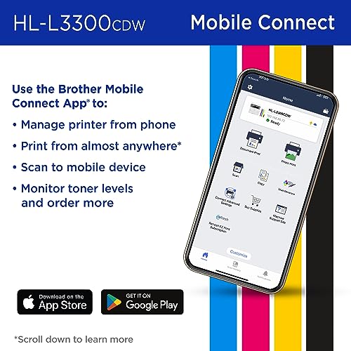Brother HL-L3300CDW Wireless Color Multi-Function Printer with Laser Quality Output | Copy, Scan, Duplex, Mobile | 4 Month Refresh Subscription Trial | Amazon Dash Replenishment Ready