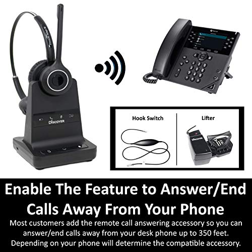 Discover Adapt 30 Wireless Headset System for Office Phones- Switch Between Single and Dual Speaker- Compatible with Polycom, Avaya, Cisco, Yealink and 98% of Office Desk Phones