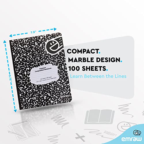 Composition Notebooks Bulk, Wide Ruled Writing Journals in Bulk, Marble Style Hard Cover Composition Book with Lined Paper, Bulk Student Notebooks for School Supplies, 100 Sheets, Pack of 288 - by Emraw
