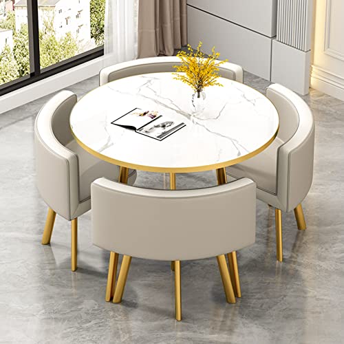 Round Club Table and Chair Set - 80cm Office Reception Furniture Nordic Design - Beige