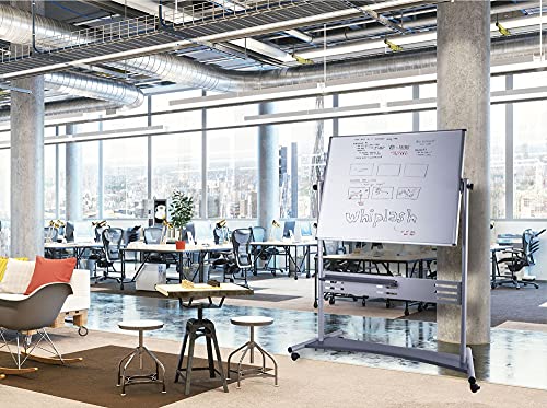 MasterVision Easel Mobile Double Sided Magnetic Dry Erase , 35" x 47", Silver