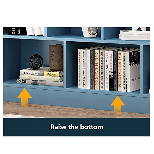Blue Staggered Cube Bookcase with 10 Shelves Display Rack - Blue, 14025105Cm
