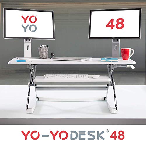 Yo-Yo DESK 48 - Best Selling Height-Adjustable Standing Desk. Superior sit-Stand Solution Suitable for All workstations and Standing Desk workplaces. (White, 48")