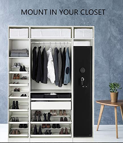 Superday Large Rifle Safe for Home Safety, Quick Access 4-Gun Electronic Metal Gun Security Cabinet, Gun Safes for Refiles and Shotguns, Removable Storage Shelf