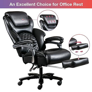 Blue Whale Big and Tall Office Chair 500lbs with Adjustable Lumbar Support, Footrest, and Headrest