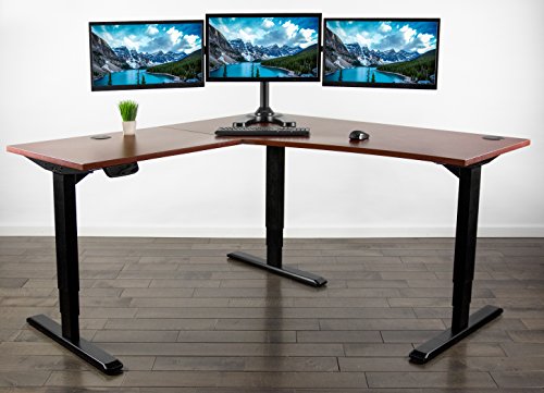 VIVO Electric Motor Sit Standing Height Adjustable Corner 3 Leg Desk Frame (Frame Only) | Sit Stand Ergonomic L Frame (DESK-V133E)