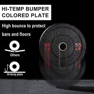 papababe Bumper Plates, Hi-Temp Olympic Weight Plates-Rubber Weights Plates with Color for Weight Lifting and Strength Training,（160lB Set）