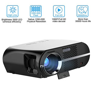 Video Projector Full HD, VPRAWLS HD LED Home Theater Projector Movie Projector with 1280x800 WXGA Resolution Support 1080P HDMI USB VGA for Home Cinema Party Games