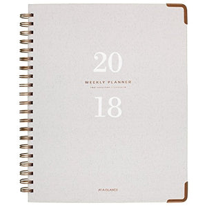 AT-A-GLANCE Weekly / Monthly Planner, January 2018 - January 2019, 8-3/4" x 11", Hardcover, Signature Collection, Gray (YP90512)