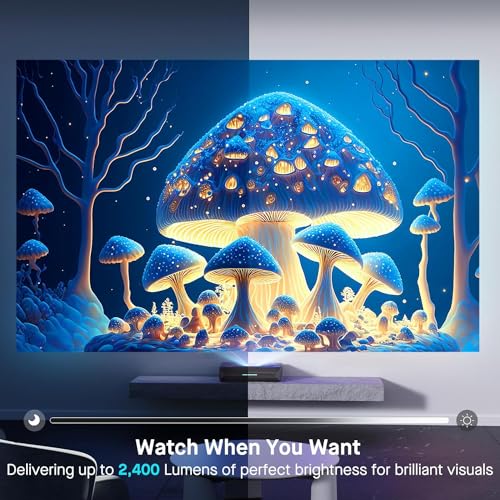 NexiGo Aurora Pro 4K Laser TV with 120" ALR Screen, 2400 Lumens, Dolby Vision, Active 3D