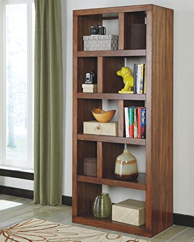 Ashley Furniture Signature Design - Lobink Bookcase - 9 Storage Different Size Cubbies - Brown Finish