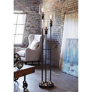 Pacific Coast Lighting Menlo Black-Bronze Seeded Glass Floor Lamp