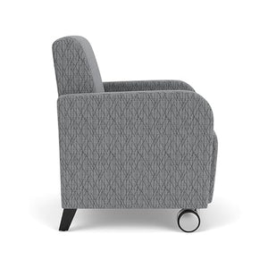 Lesro Siena Fabric Lounge Reception Guest Chair w/Caster in Gray/Black