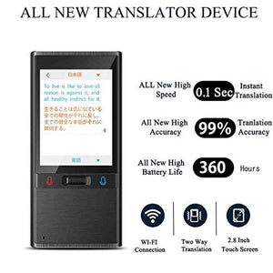 Language Translator Device 226 Countries Ultra Battery Life 2.8 Inch Big Screen Camera Translation WiFi or Hotspot for Travelling Learning Business Shopping