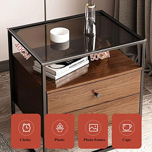 BinOxy Coffee Table with Tempered Glass Top, Metal Frame, Storage Cabinet, and Drawers for Living Room and Bedroom