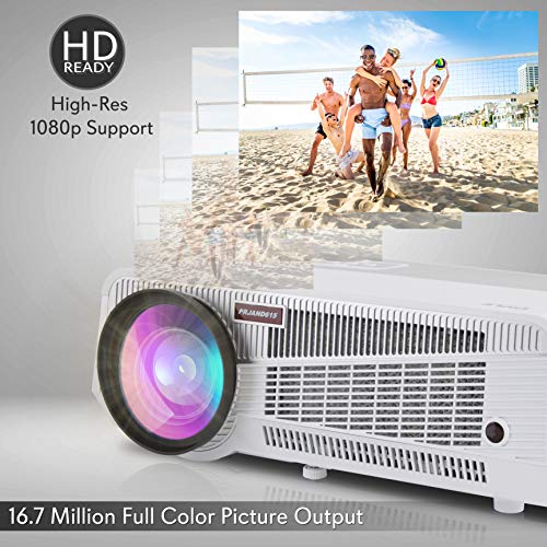 Full HD 1080p Hi-Res Mini Portable Smart Video Cinema Home Theater Projector - Built-In Dual Core Android Computer, WiFi Wireless Multimedia, LCD+LED, HDMI & USB Inputs for Blu Ray PC Laptop & TV