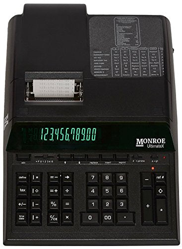 Top of The Line Monroe UltimateX Heavy Duty 12-Digit Print/Display Printing Calculator (Calculator with Ribbons, Paper and Foam Wedge, Black)