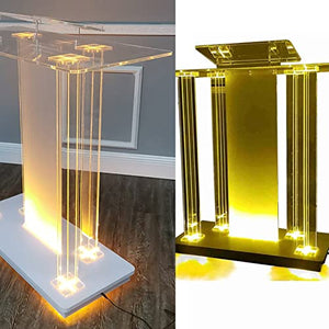 JOuan Acrylic Church Podium Stand with Wheels and Light