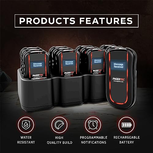 PagerTec Wireless Paging System for Restaurants, Hospitals, Offices & Hotels - Set of 6 Long Range Pagers