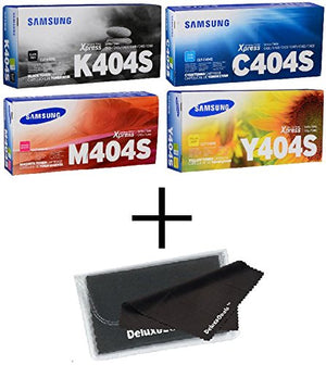 Samsung CLT-K404S CLT-C404S CLT-Y404S CLT-M404S Toner Cartridge Set + DeluxeDealsTM MicroFiber LCD Screen Cleaning Cloth