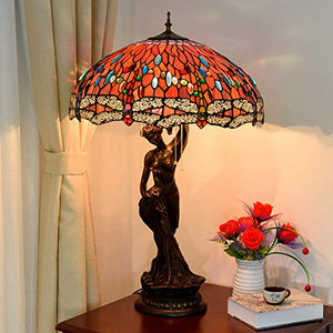 MaGiLL Tiffany Style Dragonfly Desk Lamp - Colored Glass Beauty Sculpture