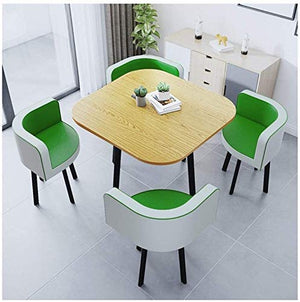 AkosOL Office Table and Chair Set - Business Dining Reception Combination Set (1 Table, 4 Chairs) - Square Table White/Green