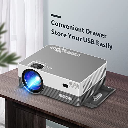 MOOKA Q6 Native 1080P WiFi Bluetooth Projector,Upgraded 8500L HD Video Projector with Carrying Bag,Support 4K &300＂Display,Home&Outdoor Movie Projector Compatible with iOS/Android/PC/TV Stick/PS4