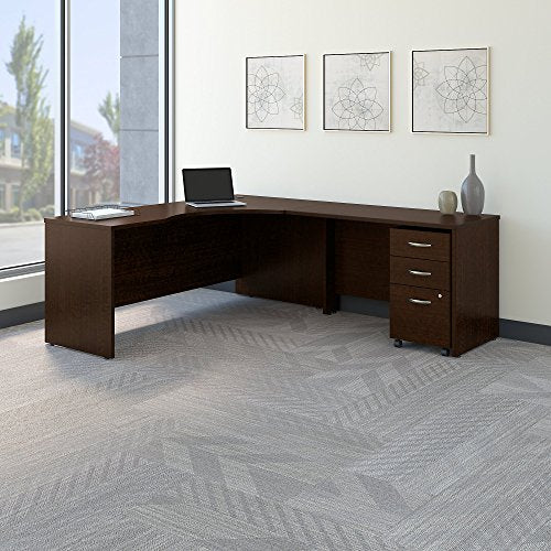 Bush Business Furniture Series C 72W Right Handed Corner Desk with 48W Return and Mobile File Cabinet in Mocha Cherry