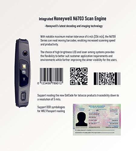 Android 9.0 Handheld Mobile Terminal with 5.7-inch Touch Screen | Honeywell N6703 Scan Engine | WiFi 4G LTE | for 1D 2D Barcode Data Capture, Multi-Slot Charge Cradle (Optional)