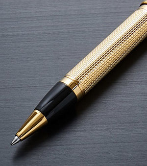 Xezo Tribune 18 Karat Gold Layered Diamond-Cut Ballpoint Pen. Weighty and Balanced, Limited Edition (Tribune 18K Gold B)