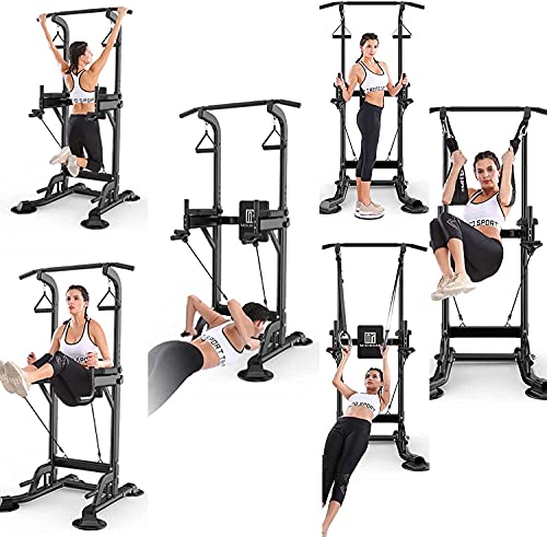 Gym Strength Exercise Power Tower Dip Tower Station Power Tower Adjustable Pull Up Station Multifunction Pull Up Bars for Home Gym Strength Training Fitness Workout Exercise Equipment for Adults, Chil