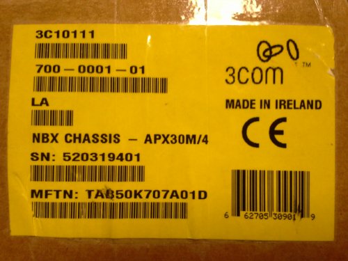 3Com Corporation 3COM Corp NBX 100 6SLOT CHAS APX-30M/4 4PT VM 30MIN LIC (3C10111)