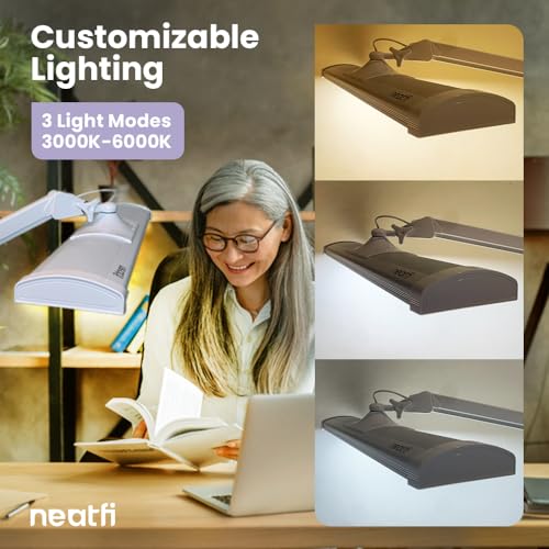 Neatfi LED Desk Lamp with Clamp, 3 Light Modes, Dimmable - 3,500 Lumens