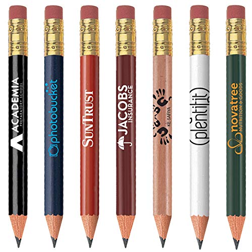 Personalized Round Golf Pencil with Eraser Printed with Your Company/School Name/Logo or Message - 1440 QTY