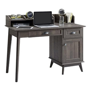 Eden Home Wood Writing/Computer Desk with Hutch in Smoke Oak