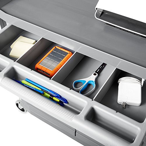 Rubbermaid Commercial Xtra Instrument and Rolling Utility Cart, Gray with Drawer and Cabinet - 300 lbs Capacity