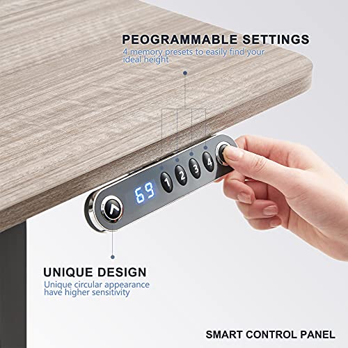 LINSY HOME Electric Height Adjustable Office Desk, 55 x 27 inch Standing Desk Intelligent Stand Up Workstation with 4 - Height Memory Controller, Headphone Hook, Cable Management Groove, Mouse Pad