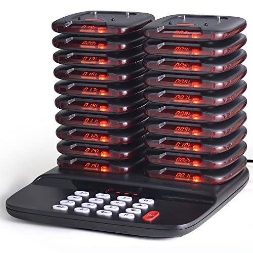 Generic Restaurant Pager System with 20 Pagers, 2624ft Range, Call Record & Silent Mode