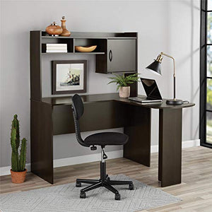 Mainstays Student Desk White Finish - Home Office Bedroom Furniture Indoor Desk - Easy Glide Accessory Drawer (L-Shaped Desk with Hutch, Espressso)