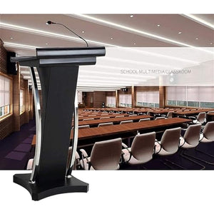 CAMBOS Wooden Lectern Podium Stand - Ideal for Churches, Classrooms, and Conferences, Black