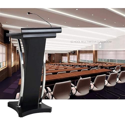 CAMBOS Wooden Lectern Podium Stand - Ideal for Churches, Classrooms, and Conferences, Black
