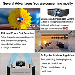Video Projector WiFi Wireless 3600 Lumen, LCD LED Multimedia Projector Wireless Airplay Miracast Support HD 1080P HDMI USB VGA AV for iPhone iPad PC Laptop Mac DVD Home Theater Outdoor Movie Gaming