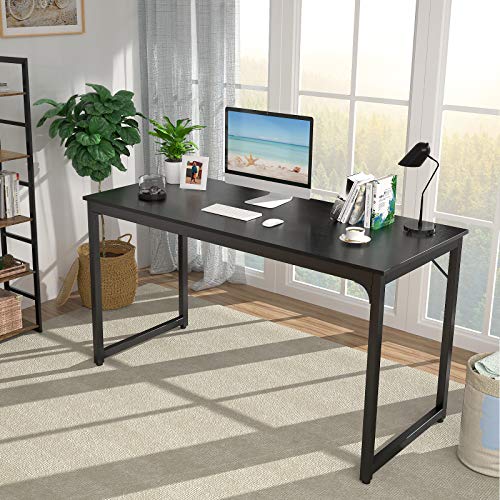 Foxemart Computer Desk 47” Modern Sturdy Office Desk PC Laptop Notebook Study Writing Table for Home Office Workstation, Black