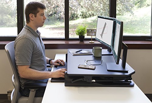 Ergotech Freedom Desk, Height Adjustable Standing Desk - 36" Wide - Black
