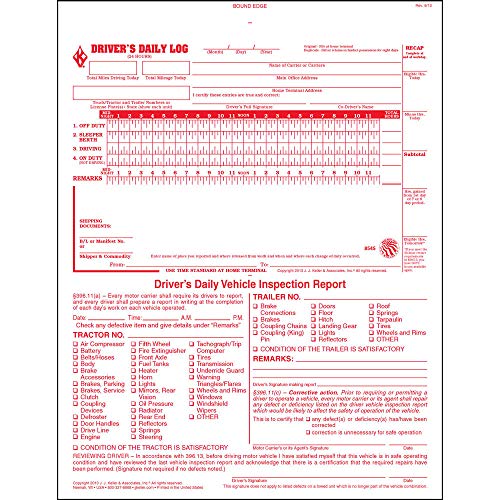 2-In-1 Driver Daily Log Book 25-pk. with Detailed Driver Vehicle Inspection Report & Simplified Recap - Book Format, 2-Ply Carbonless, 8.5" x 11", 31 Sets of Forms Per Book - J. J. Keller & Associates