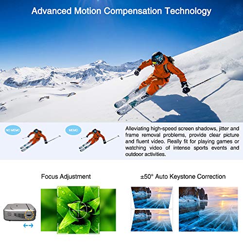 Mini DLP Projector,Wireless WiFi Rechargeable Projector Large Display Support 3D/1080p/Screen Mirroring/HDMI/USB for Home Theater Indoor Outside Movie Video Game Fire TV Stick Laptop Tablet Computer