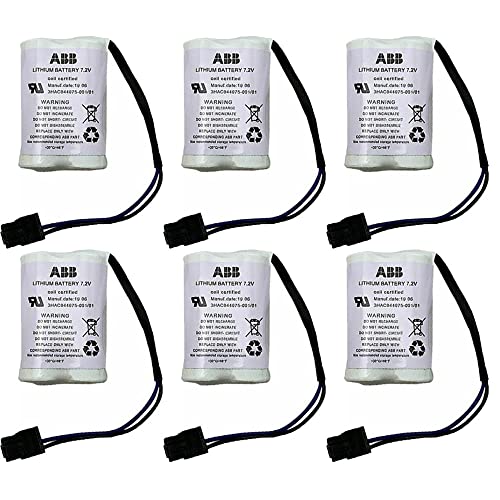 Lithium Battery Pack of 6 for ABB Robot CPU SMB - 7.2V 3600mAh (3HAC044075-001/01 ABBTA521 ABB3HAC16831-1)