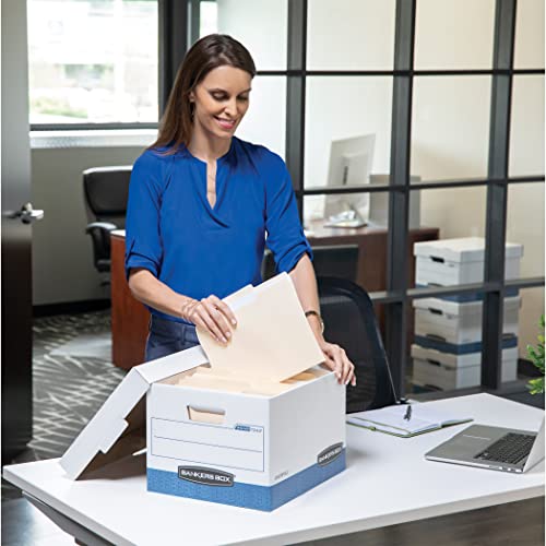 Bankers Box STOR/FILE File Storage Box, White, Blue, 20-Pack